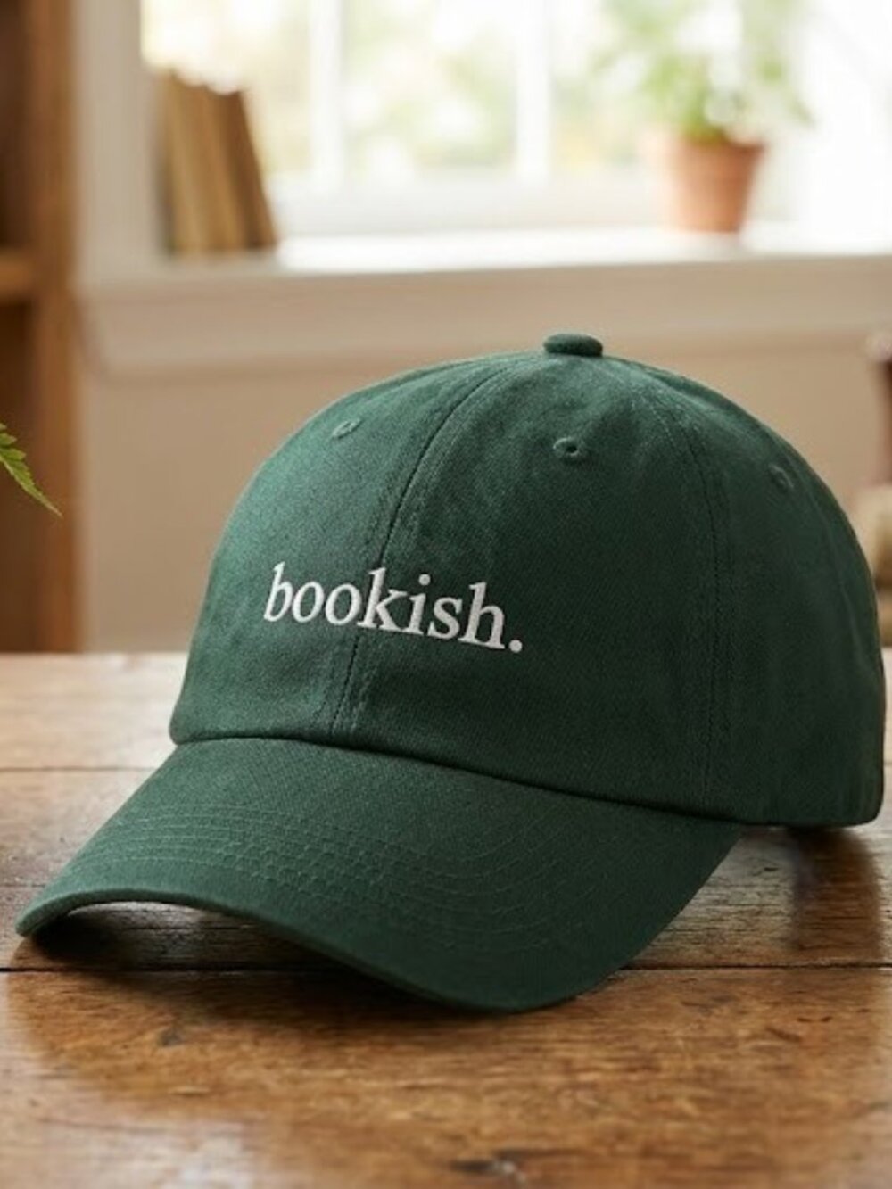 Custom Bookish Embroidered Dad Hat - Dark Forest Green Cotton Reading Cap One Si